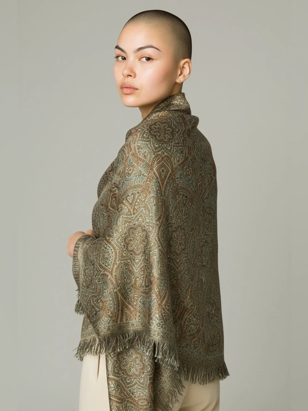 Two Tone Bohemian Pashmina 42” Square Scarf Wrap Shoulder Shawl Paisley,
